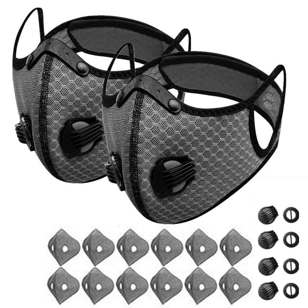 Masque cyclisme carbone actif soupapes respiration lavable