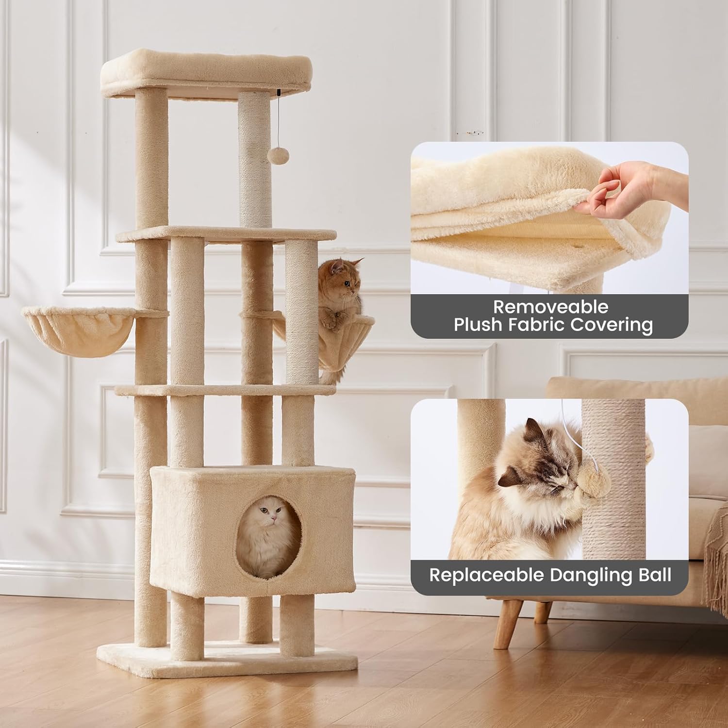 Arbre chat Gardner Pets grand, poteau grattage, perche