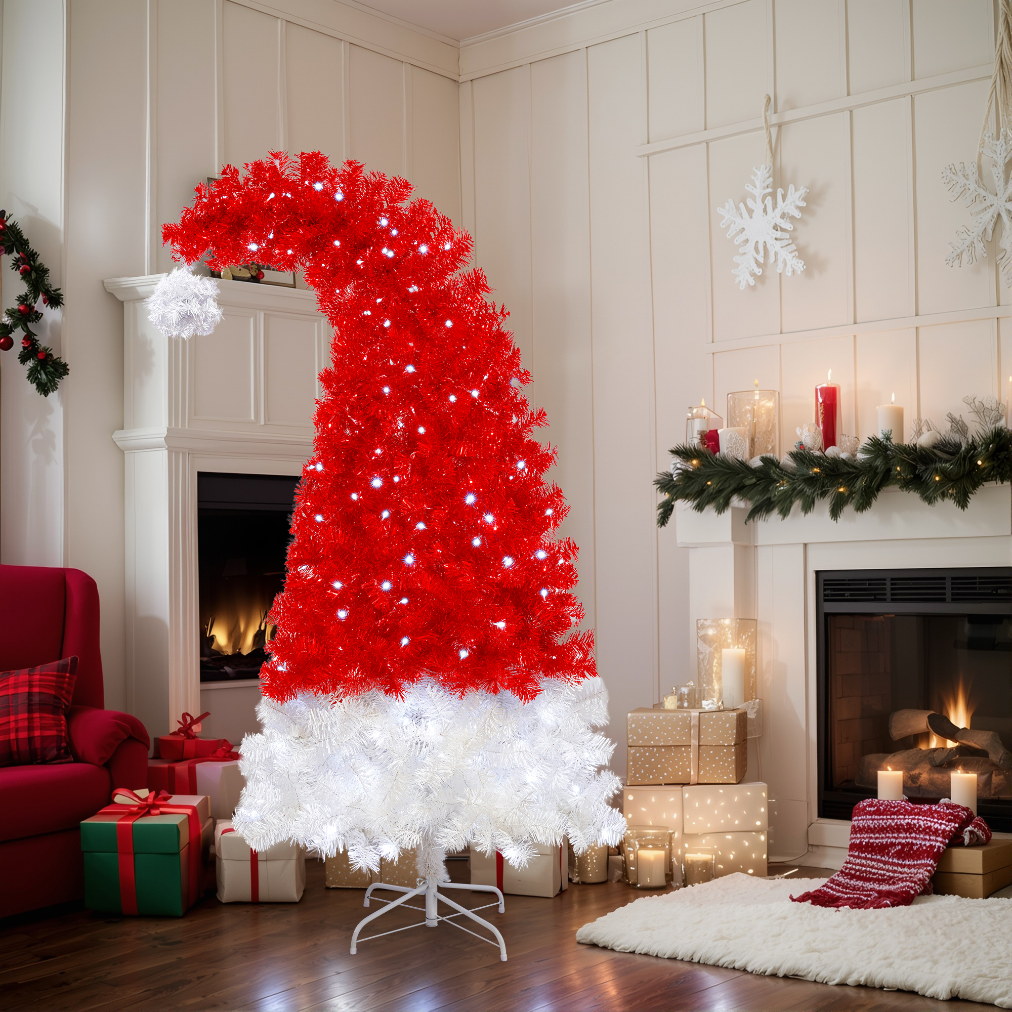 Sapin Noël artificiel 6pi LED 1050 branches chapeau
