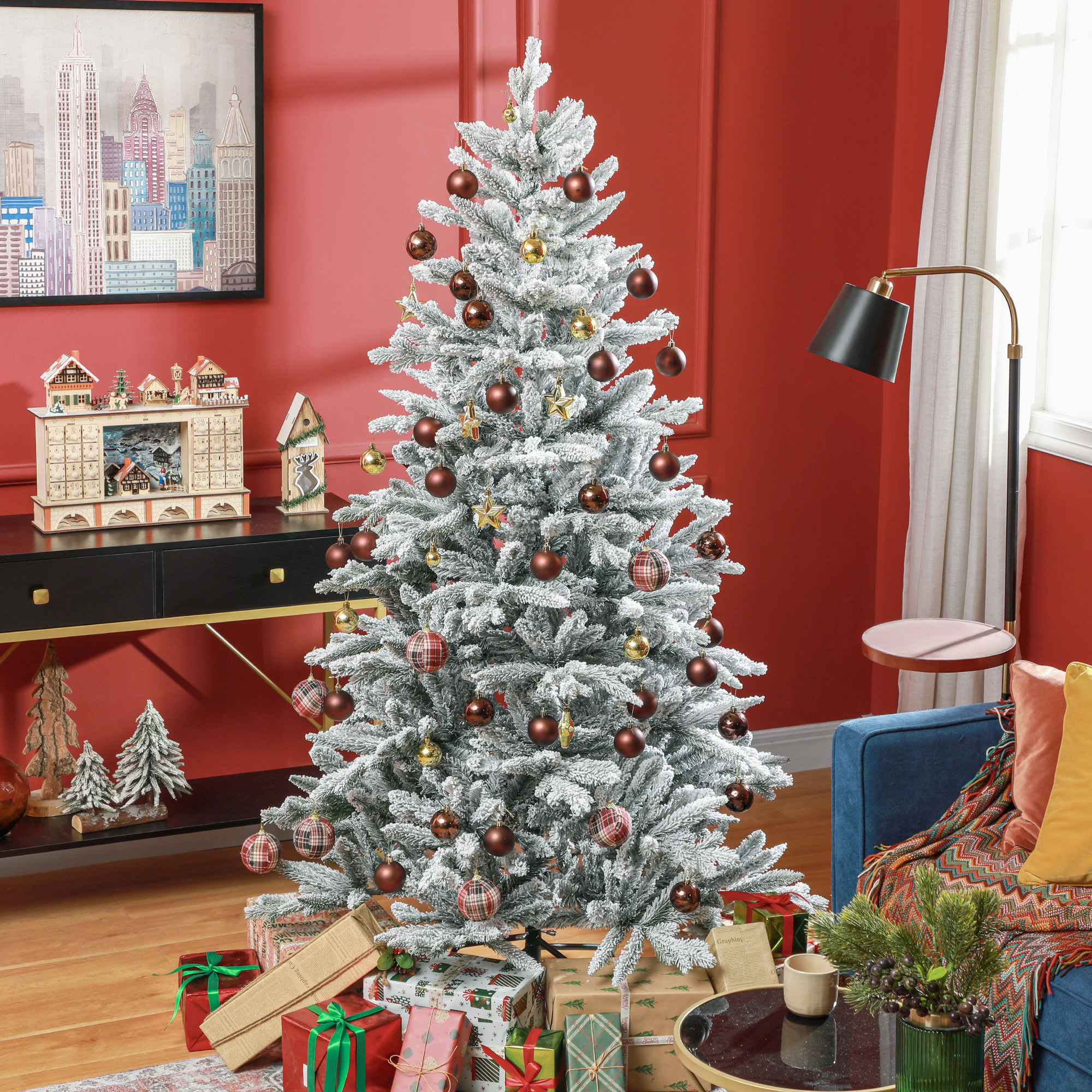 HOMCOM sapin Noël 6pi floqué 994 branches pliable