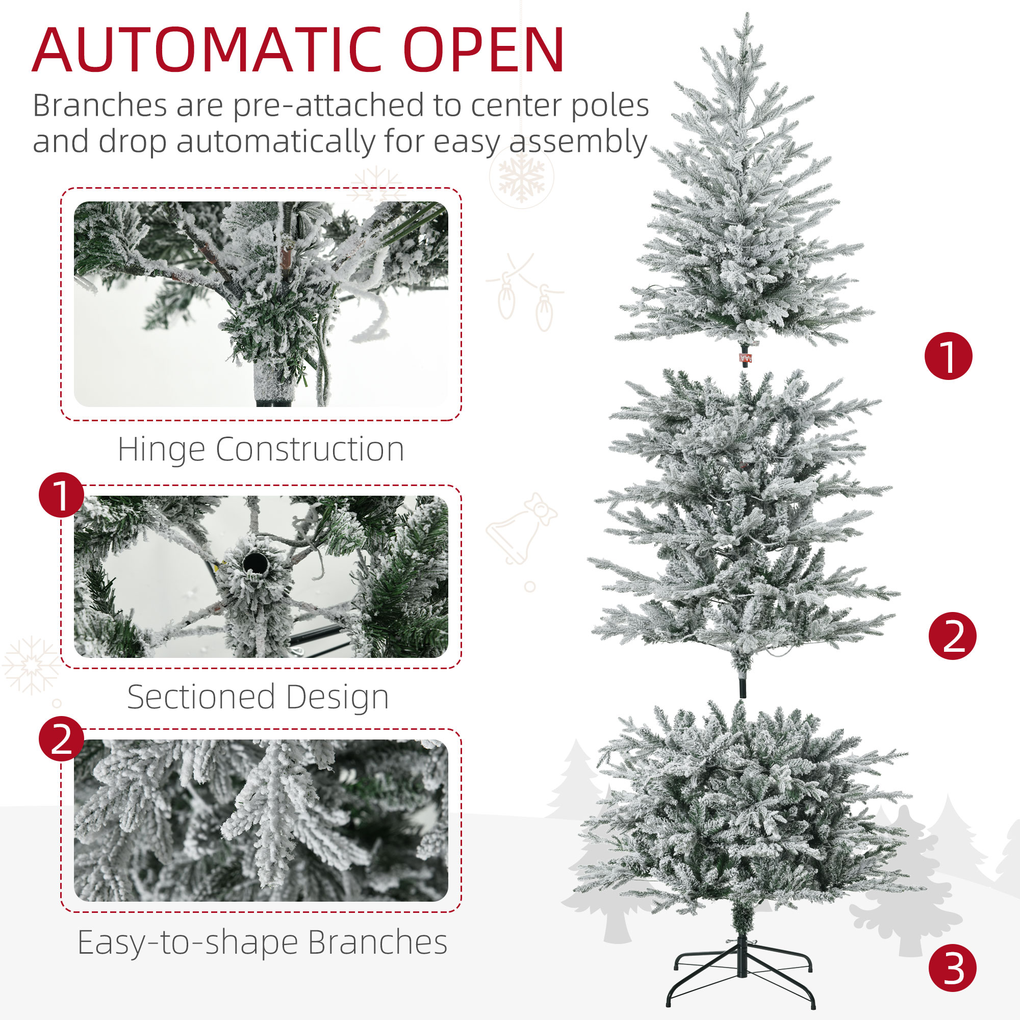 Sapin Noël HOMCOM 7.5pi 850 branches 350 lumières
