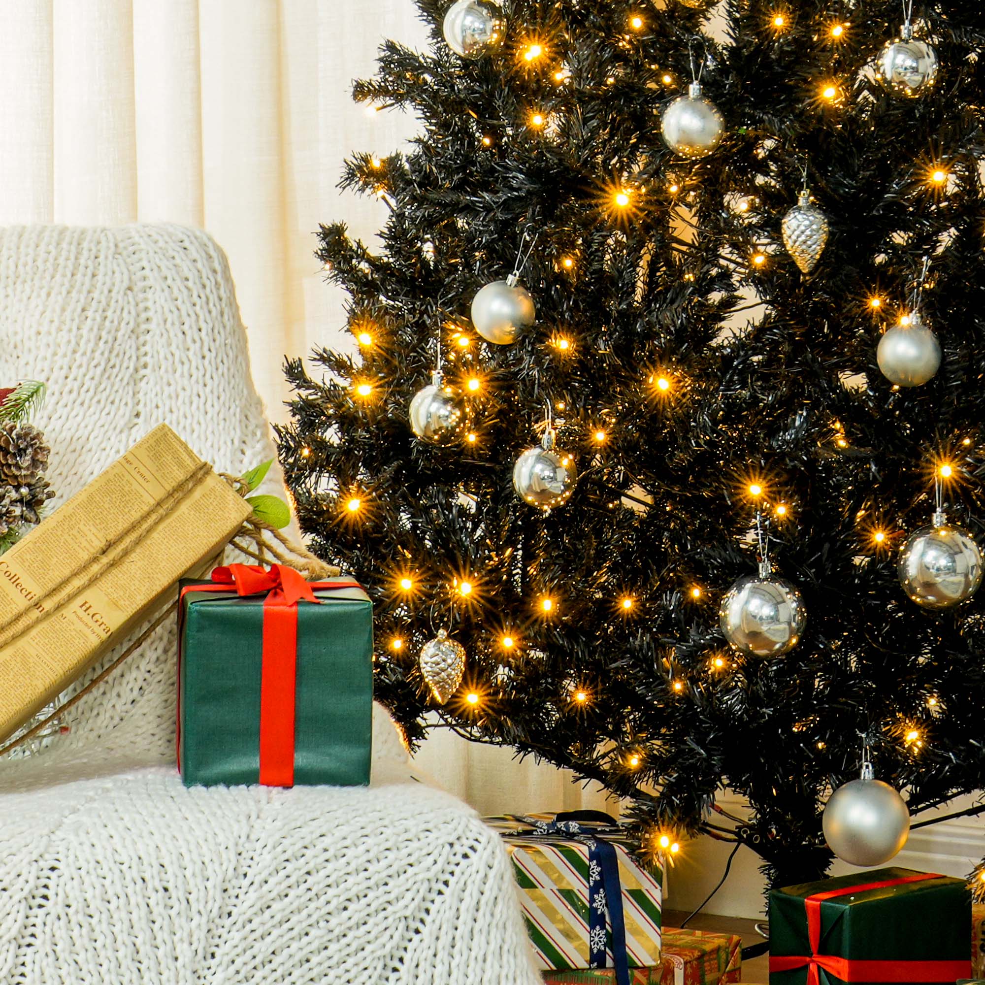 Sapin Noël HOMCOM 7,5pi 500 LED blanc chaud