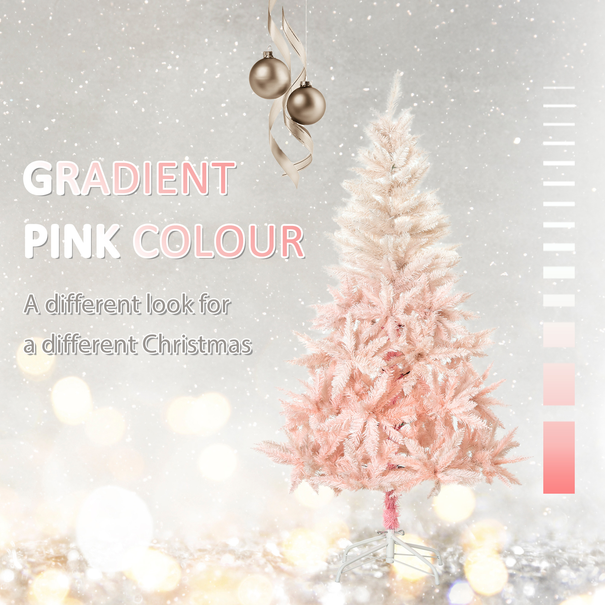HOMCOM Sapin Noël artificiel 6pi rose 800 branches