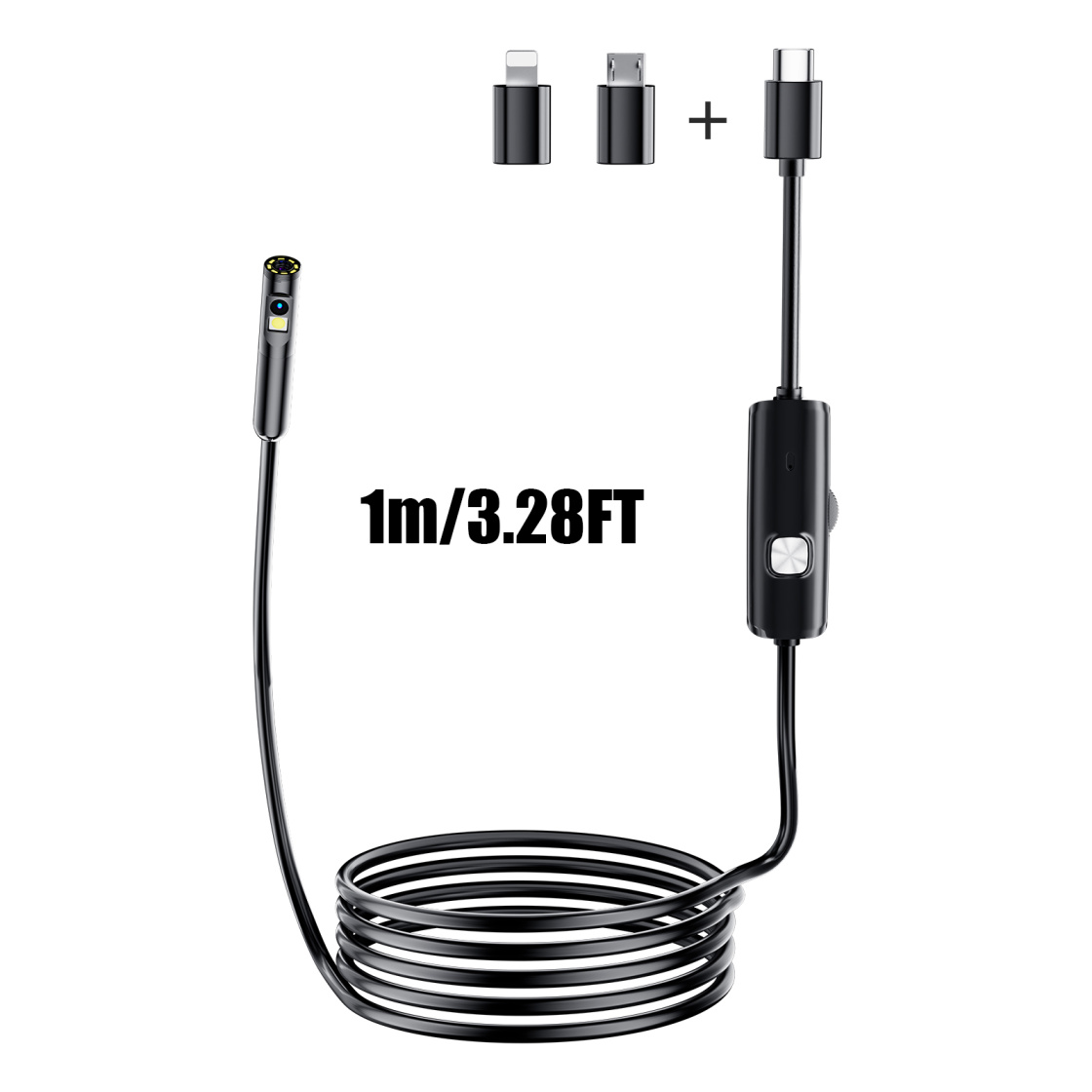Endoscope caméra double 1920P HD 8 LED ajustables semi-rigide étanche
