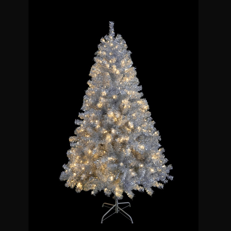Sapin Noël artificiel 6pi argenté 300 DEL 11 modes