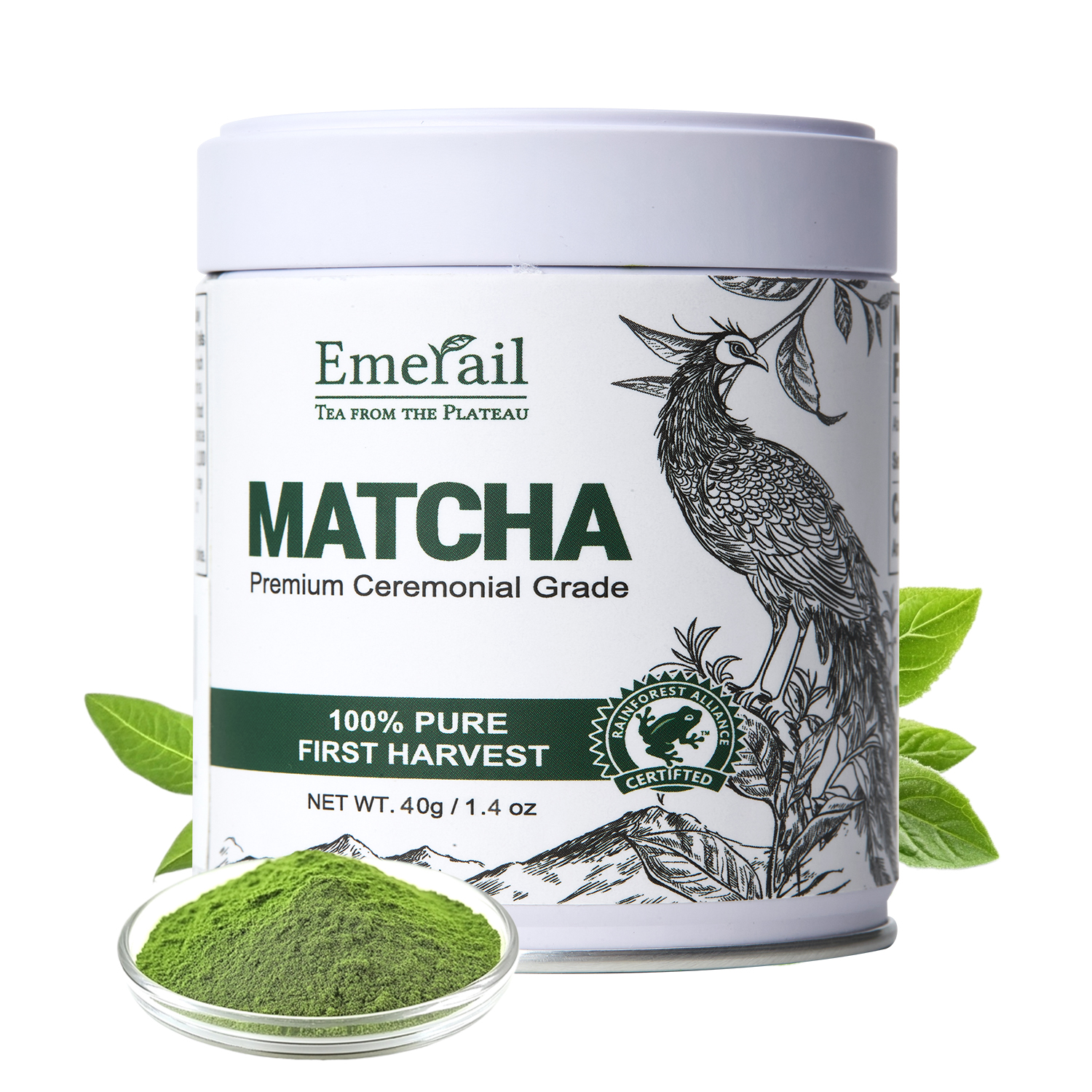 Poudre matcha cérémonial premium 40g, pur, non sucré