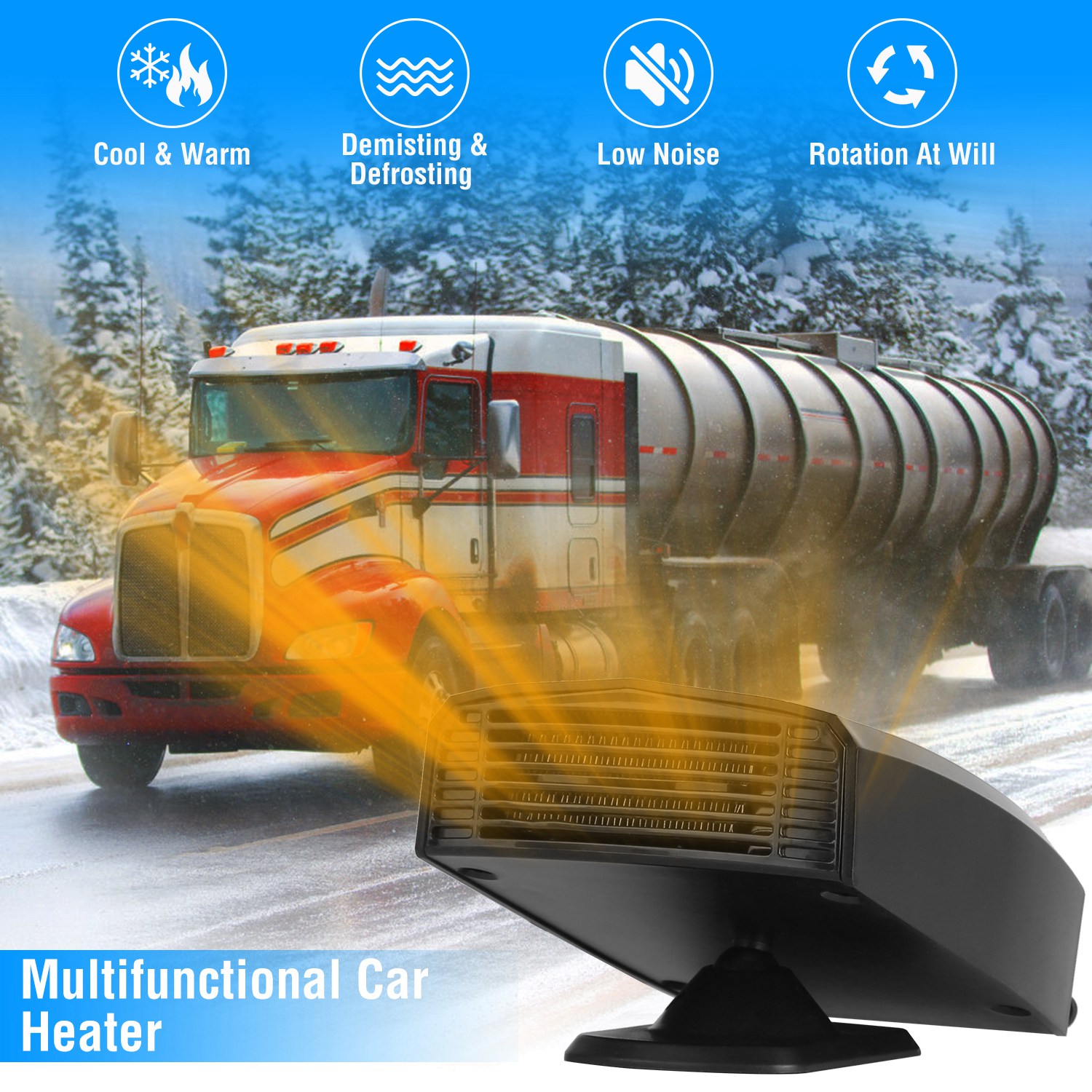 Chauffeur auto 24V 180W/12V 150W 2en1 dégivreur rotatif