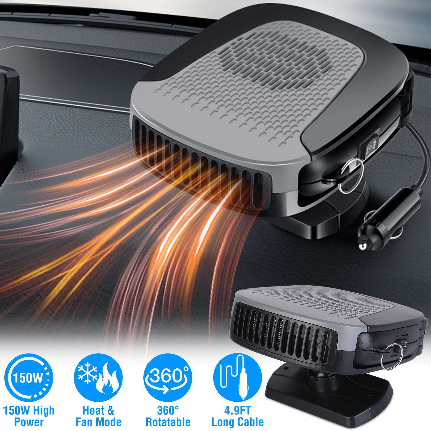 Ventilateur chauffage auto 12V 150W dégivreur