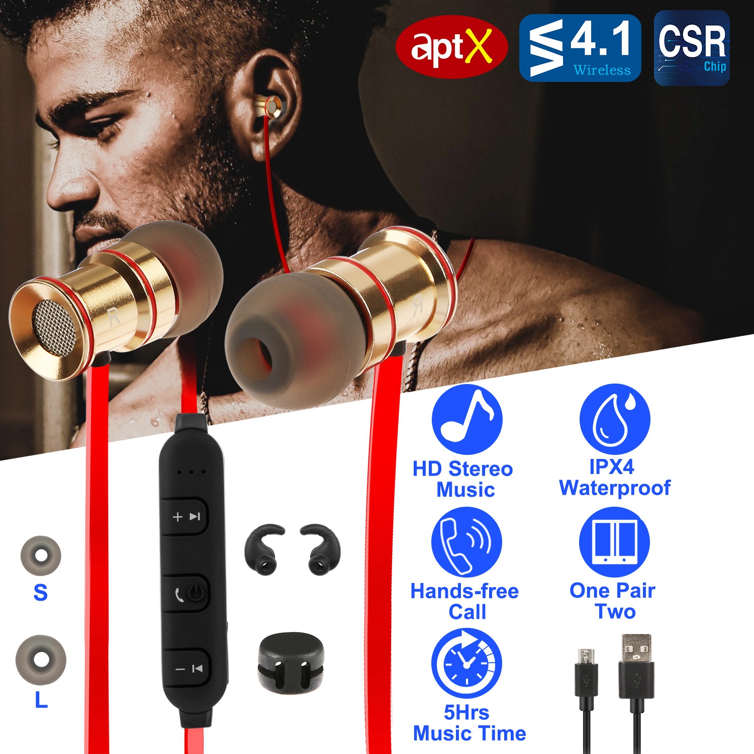 Écouteurs Sportifs Bluetooth V4.1 Anti-Transpiration