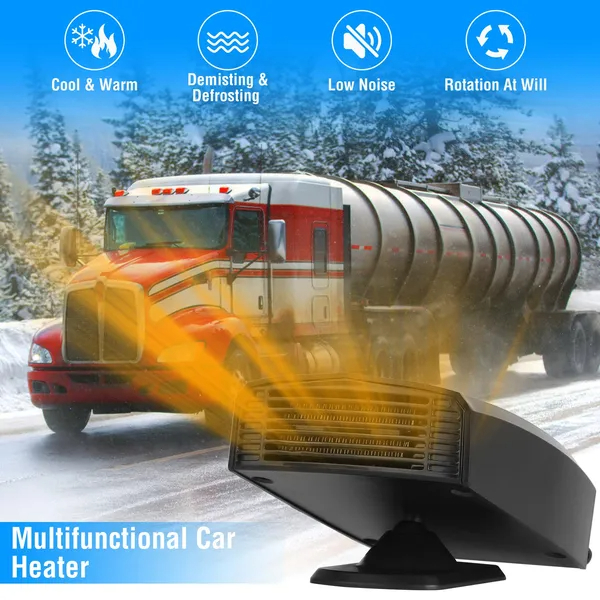 Chauffage auto 2 en 1 dégivreur ventilateur base pivotante