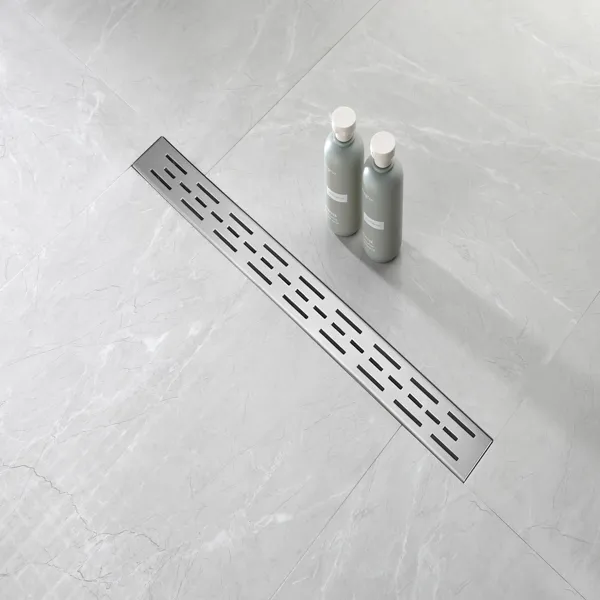 Drain linéaire douche 28po acier 304 grille motif brique