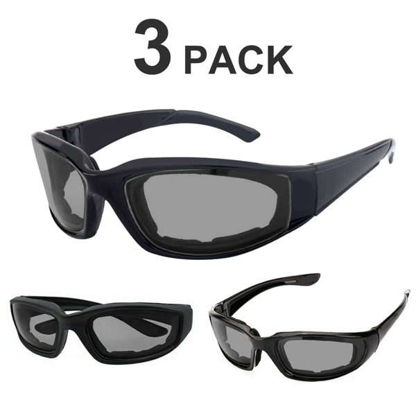 Lunettes moto 3 paires gris protection vent
