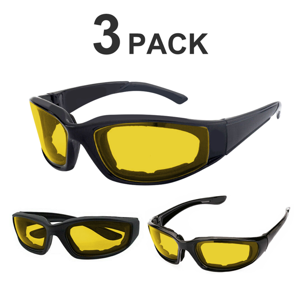 Lunettes moto 3 paires jaune protection vent