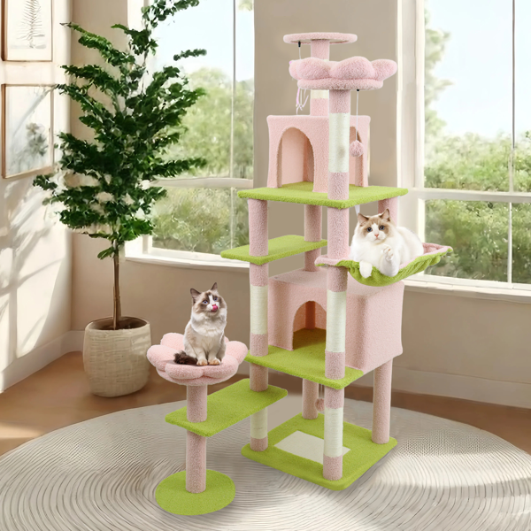 Arbre chat 71po fleur grand condo rose