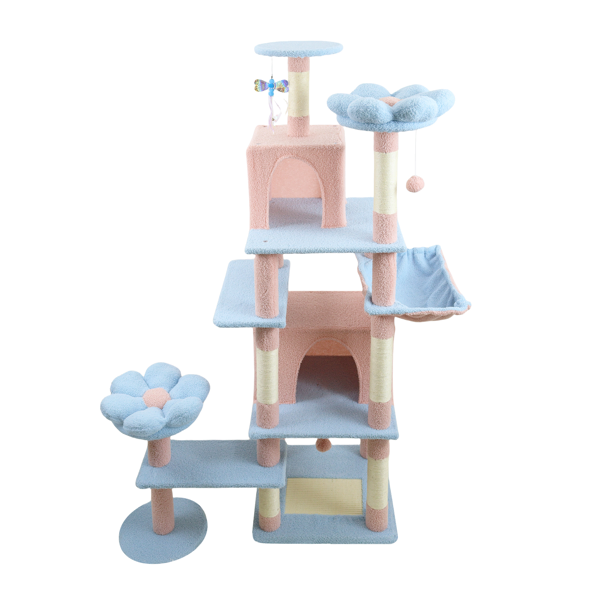 Arbre chat 71po fleur grand condo bleu