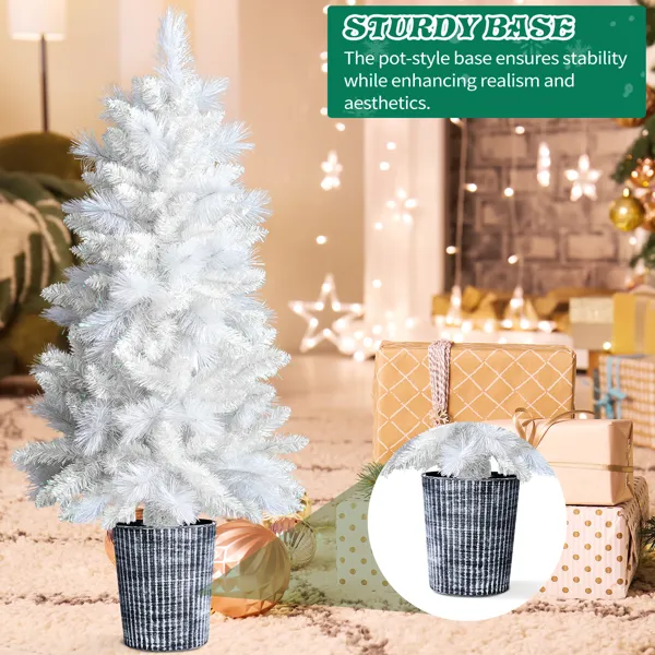 Sapin Noël artificiel blanc 4pi avec socle, 200 branches, fête bureau