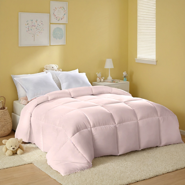 Couette blanche carreaux luxe hôtel ultra-moelleuse toutes saisons