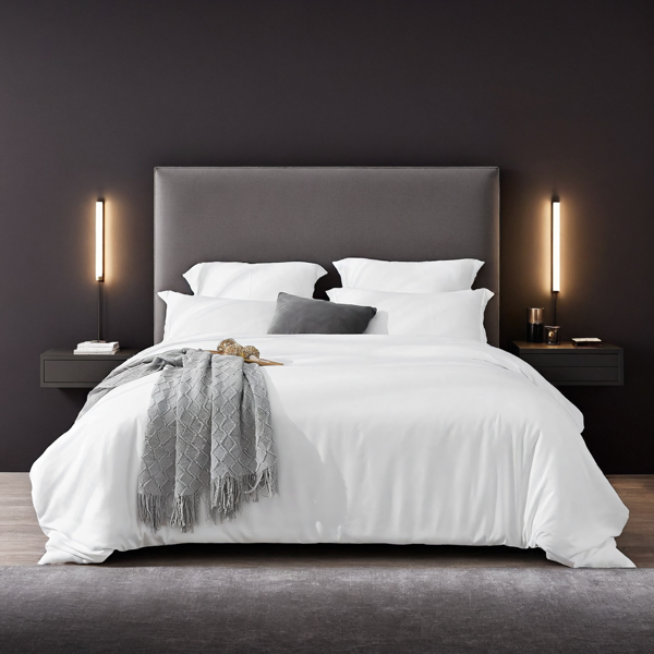 Ensemble housse couette blanc oversized + 2 taies microfibre