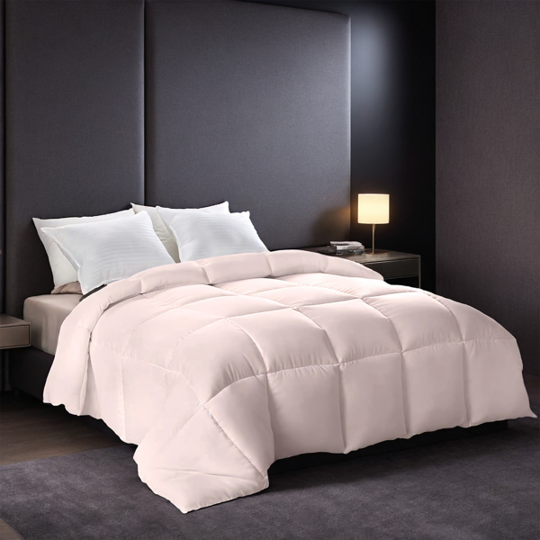 Couette rose moelleuse sursize confort peau-friendly hôtel luxe