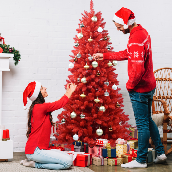 Sapin Noël rouge 5pi 624 pointes PVC pliable