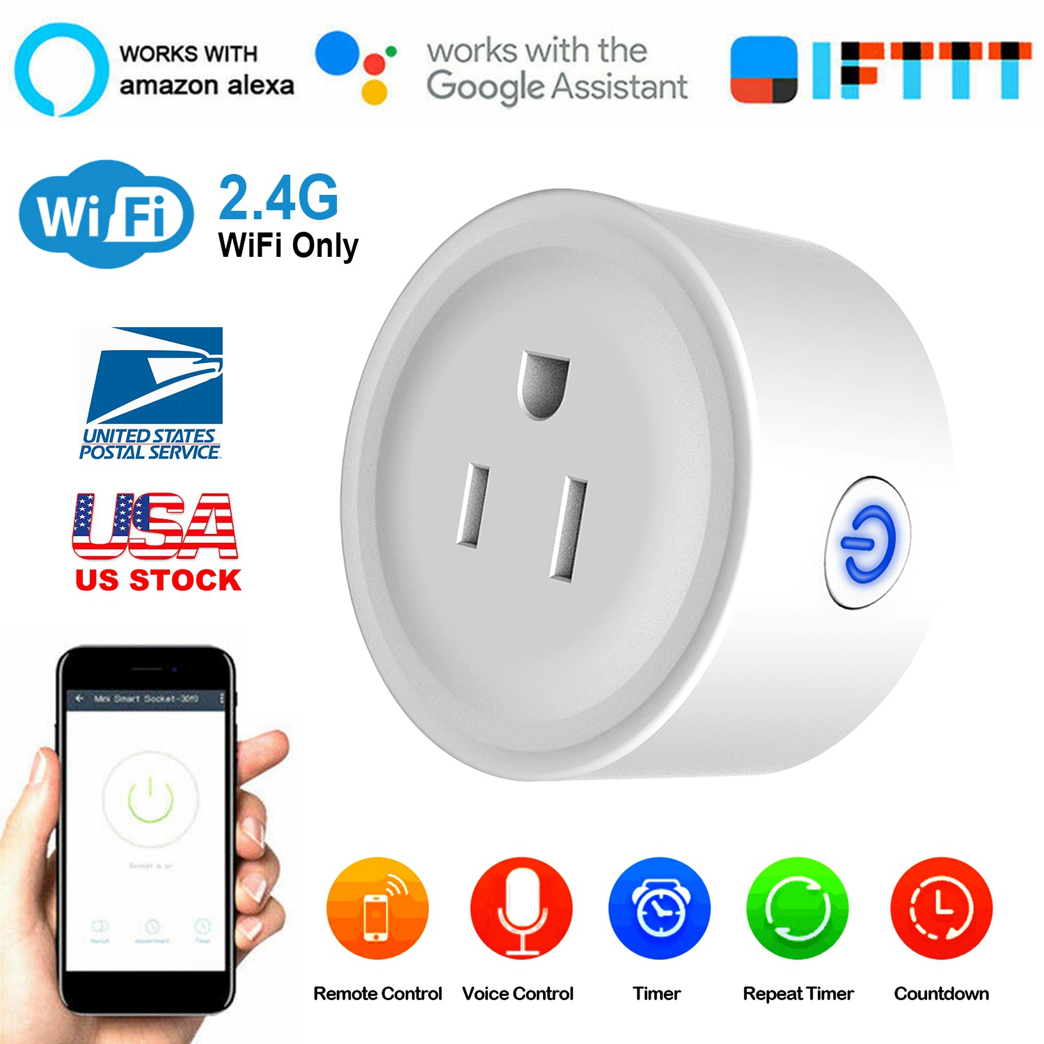 Prise WiFi intelligente sans fil commande voix minuterie