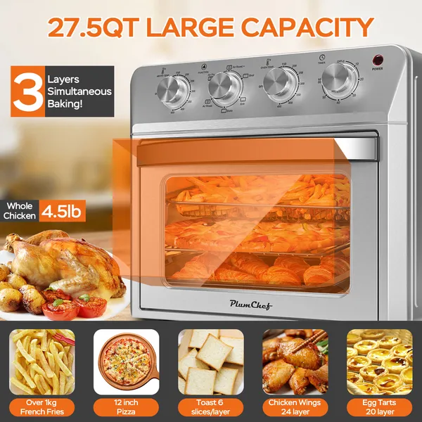 Grille-pain four 27,5 QT 6-en-1 1600W - Argent