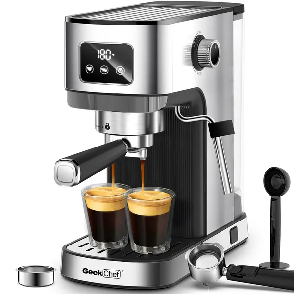 Geek Chef Machine espresso cappuccino latte filtre ESE mousseur acier