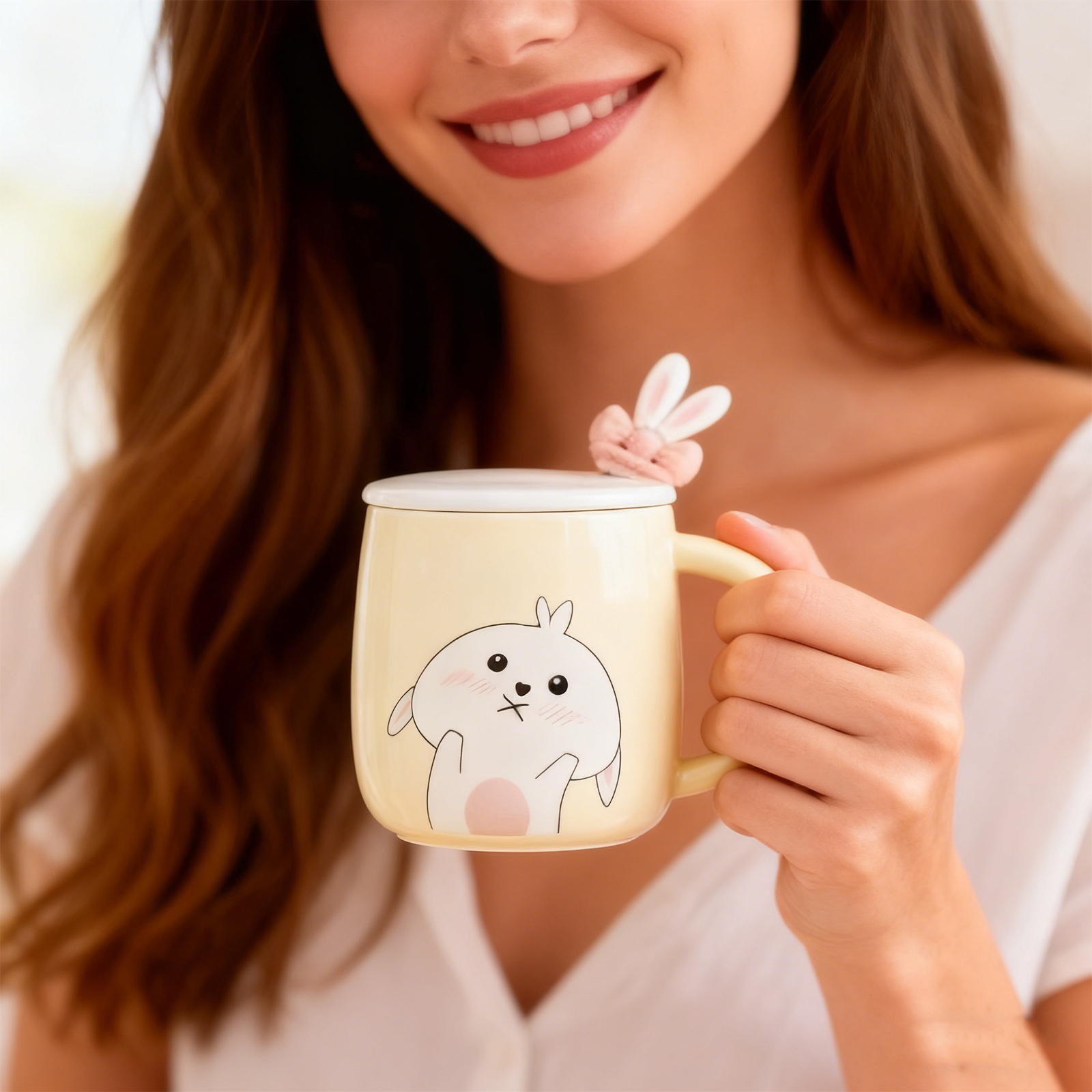 Mug céramique Nœud lapin bleu pâle