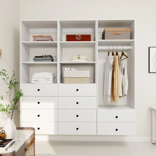 Livelylodge Garde-robe modulaire blanche, fermée