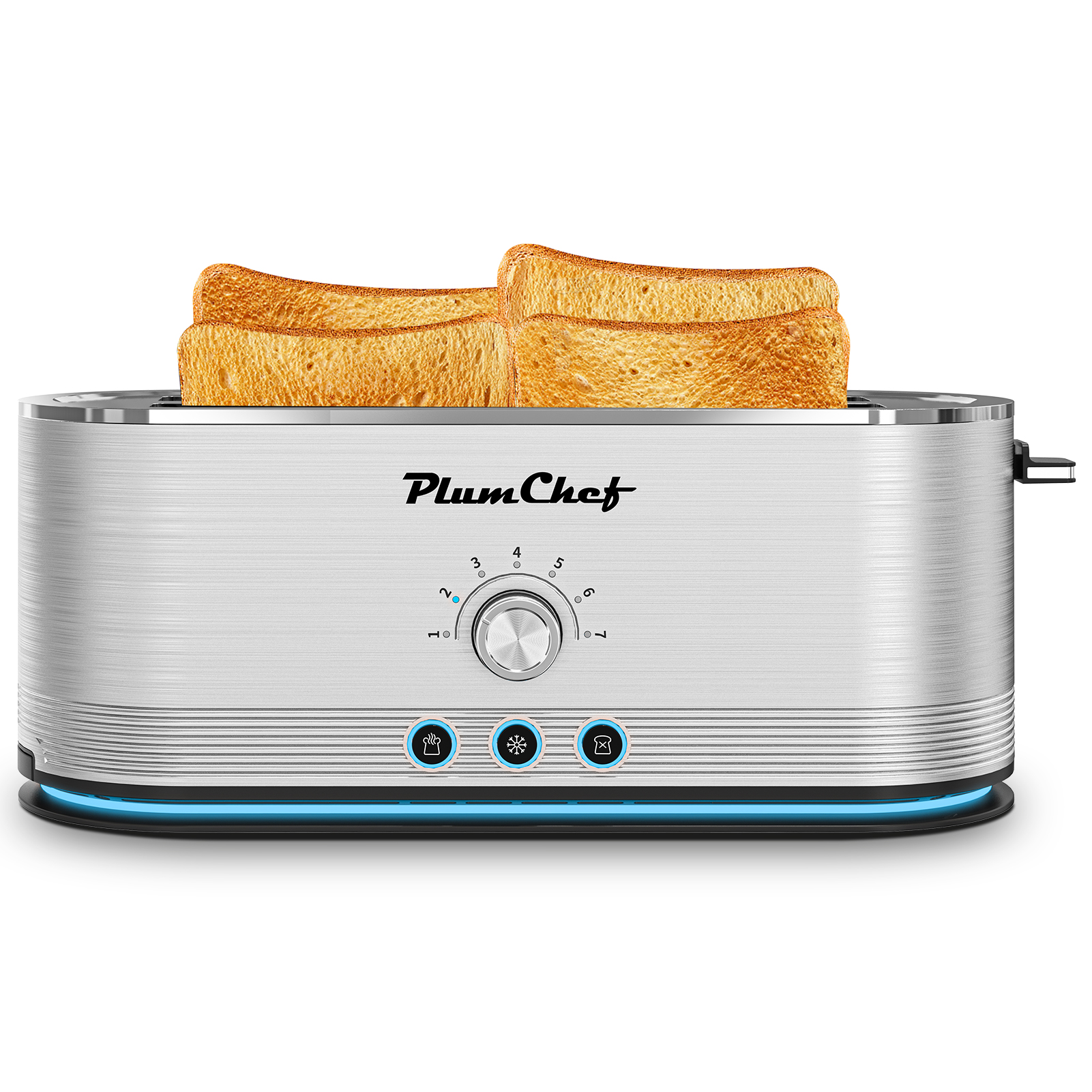 Grille-pain 4 tranches, acier inoxydable, 1350W, argent