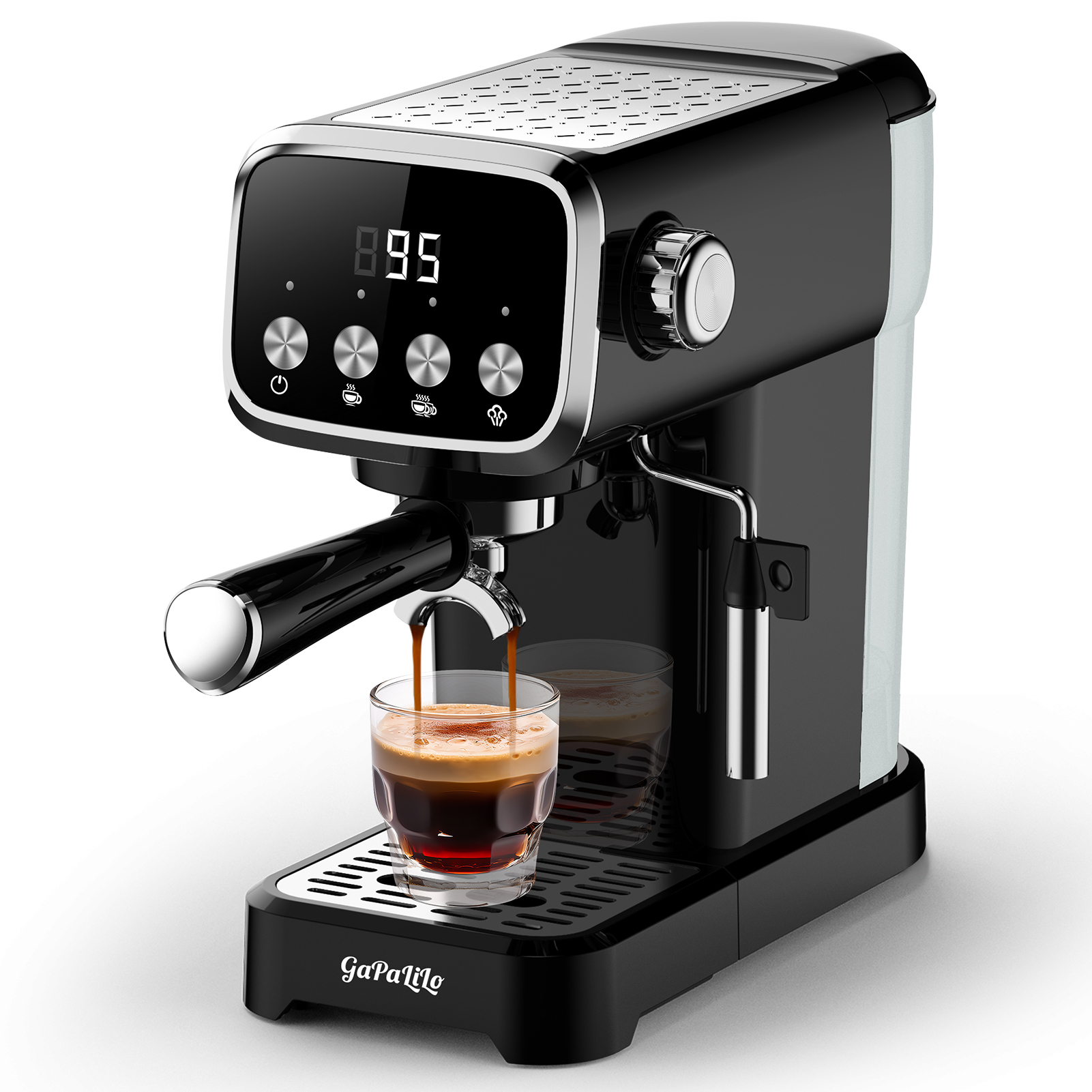 Machine espresso 20 BAR, mousseur lait, noir, 43 oz