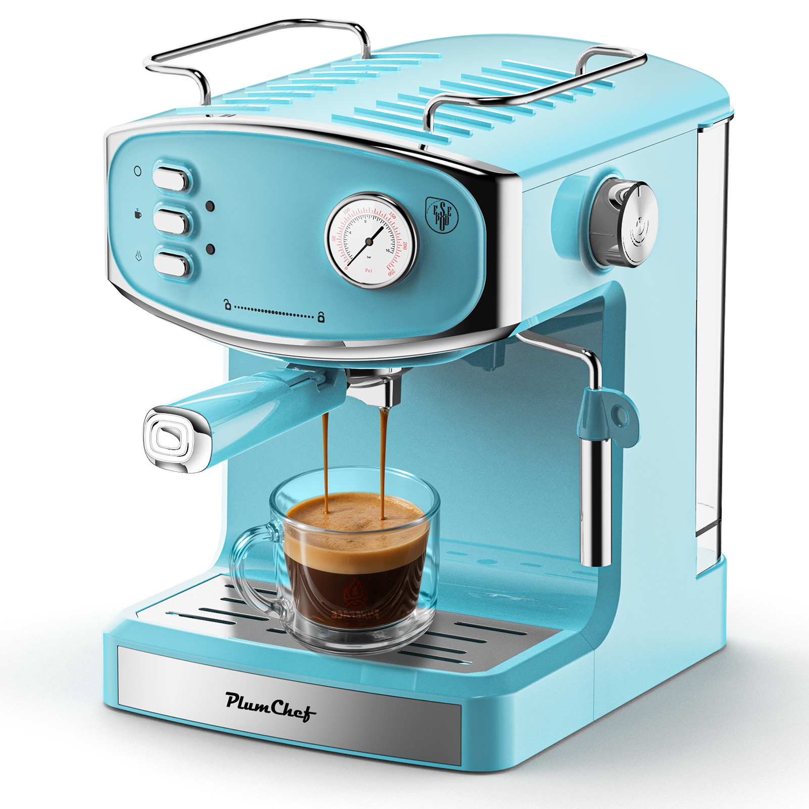 Machine espresso 20 bar - compacte mousseur lait 54oz, bleu