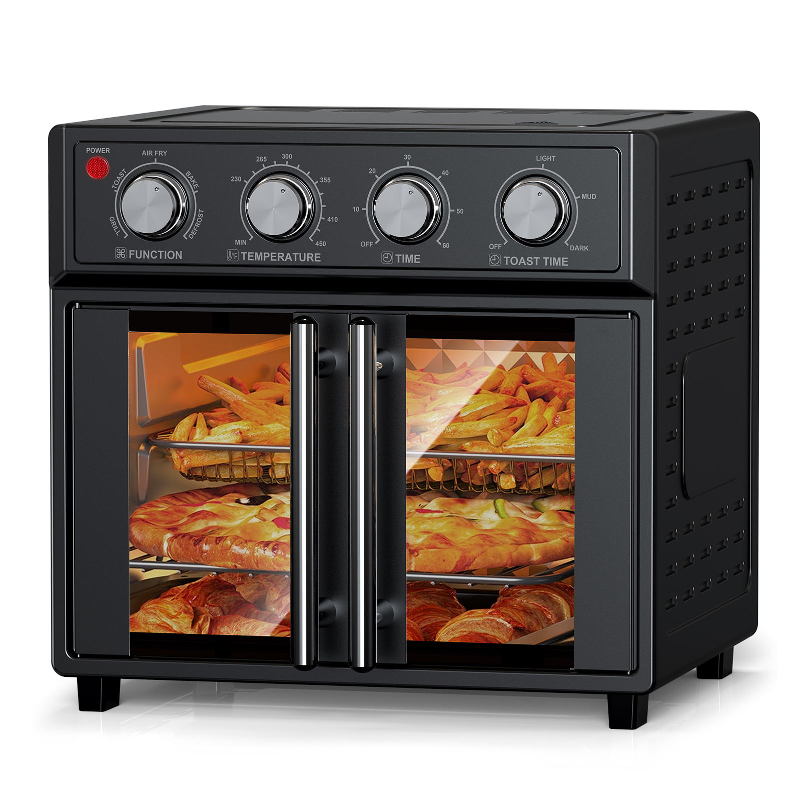 Cuiseur air fryer 29,5 QT portes françaises 1700W noir