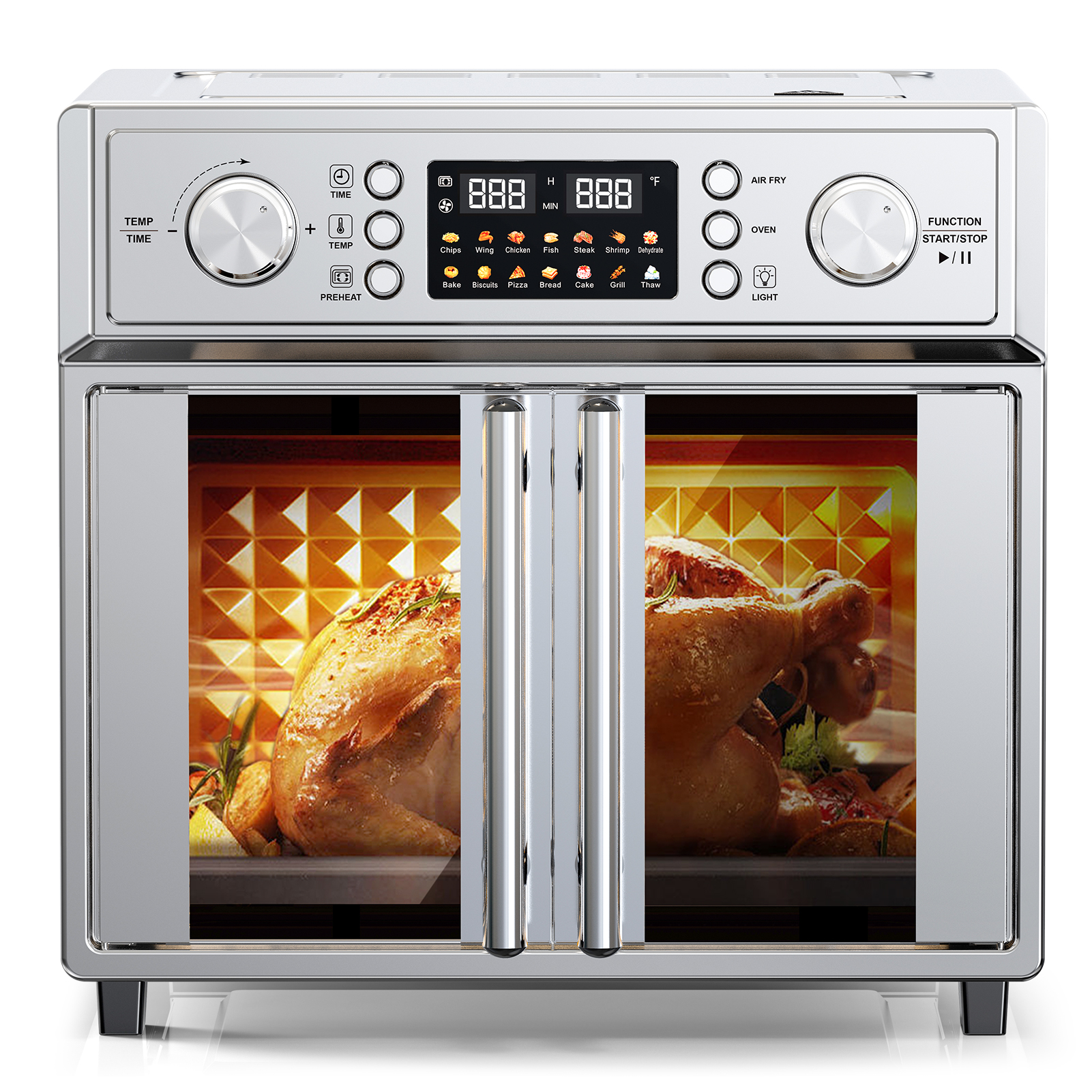Grille-pain combo friteuse 29,5 l porte française, acier inox