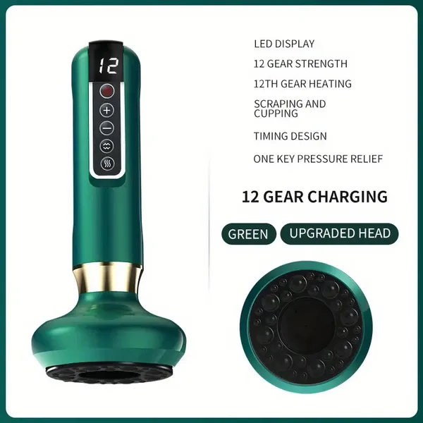 Masseur ventouses 12 niveaux, outil grattage USB rechargeable