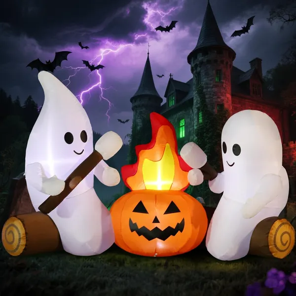 Décoration gonflable Halloween 12FT fantôme géant LED rotation