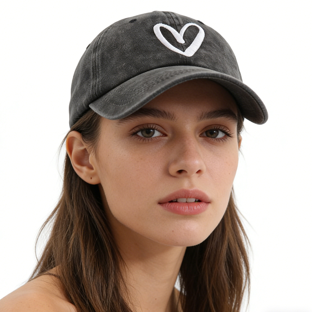 2pc Casquette Cœur Brodé Unisexe Cadeau Saint-Valentin Anniversaire