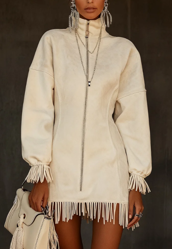 Robe sweat capuchon femme casual avec glands