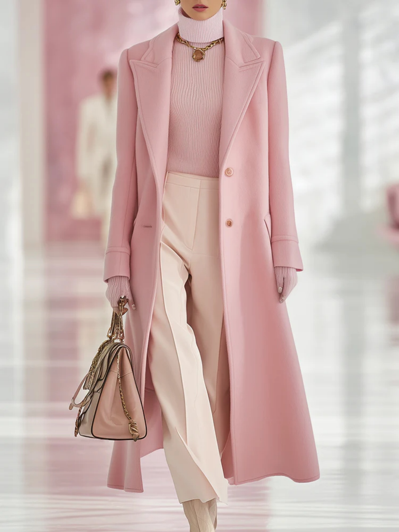 Manteau long ample col large femme