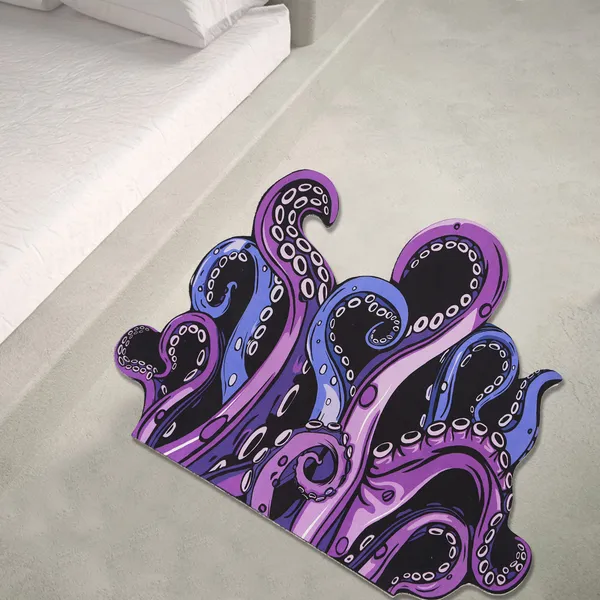 Tapis salle bain poulpe antidérapant microfibre