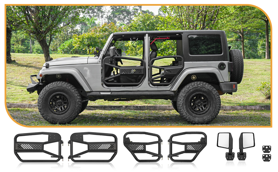 Portes tubulaires miroir Wrangler JK 07-17 4 portes