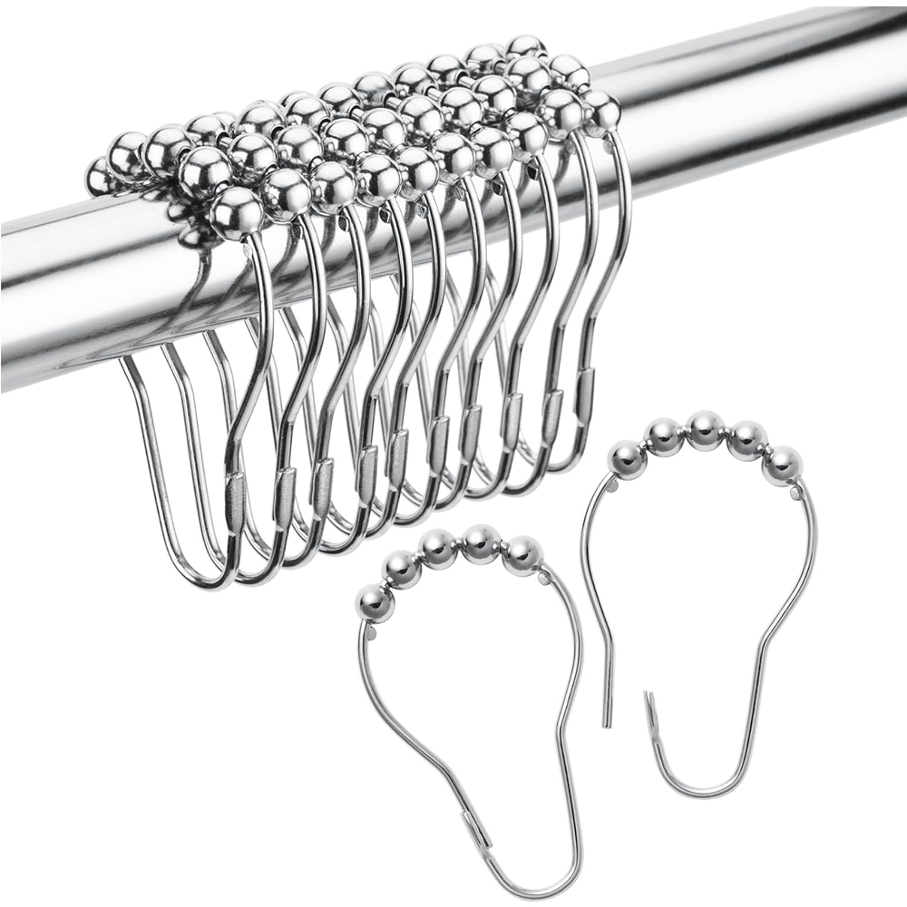 Ensemble 12 crochets rideaux douche acier inoxydable