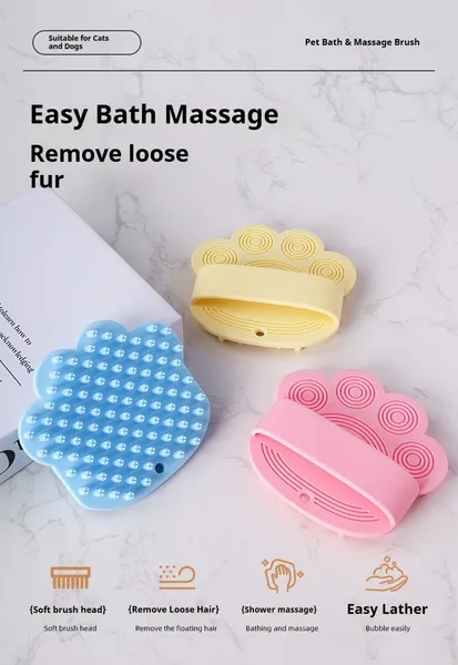Brosse de bain pour chien avec massage apaisanta