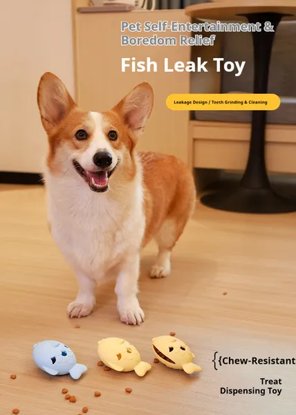 Jouet distributeur gâteries poisson silicone, ralentisseur