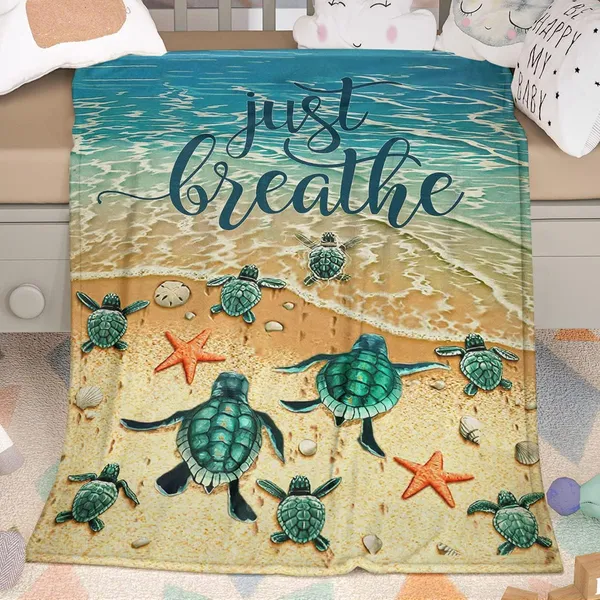 Jeté couverture flanelle tortues marines 50x60", canapé-lit