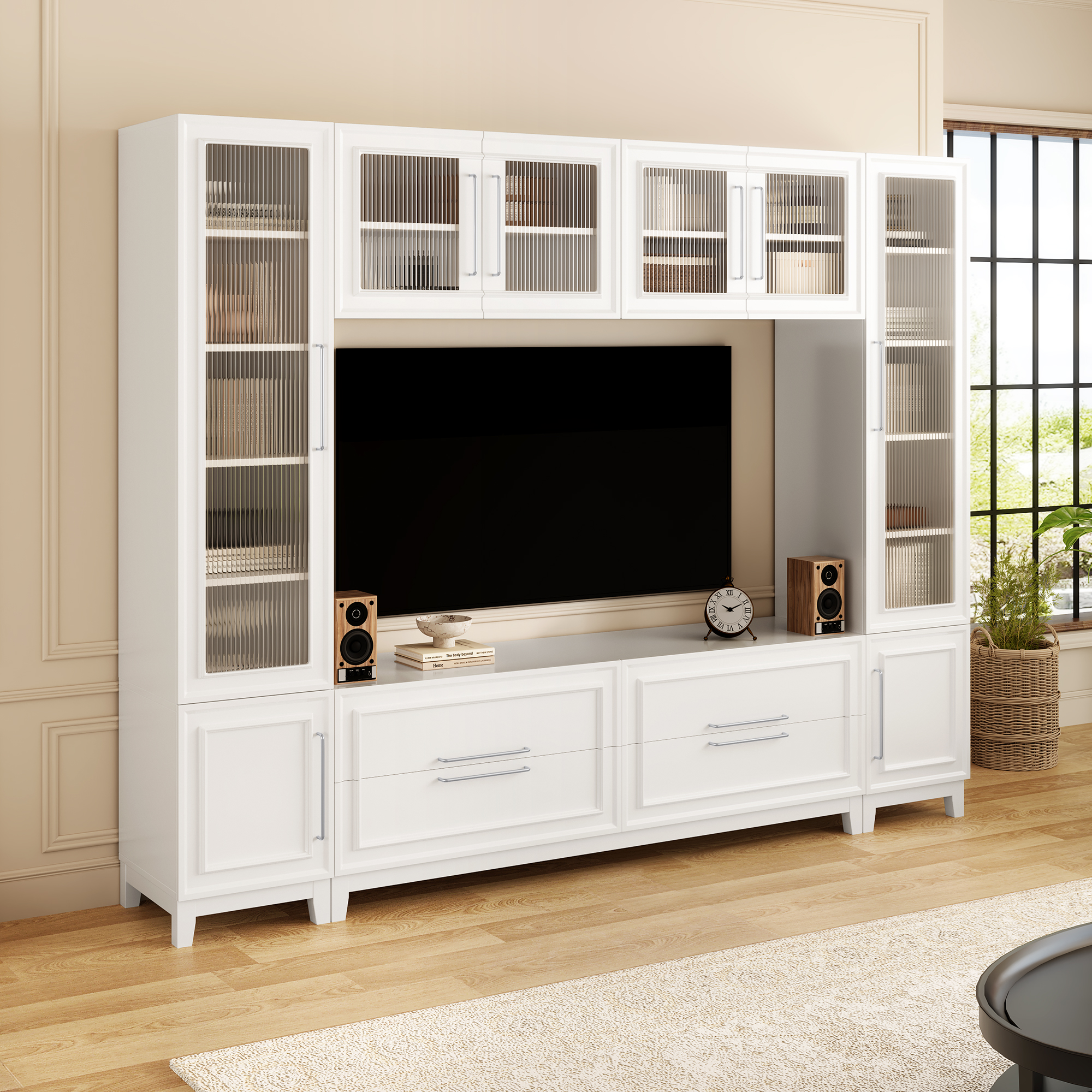 Unité murale VIBE HAUS 102" moderne portes verre 75"