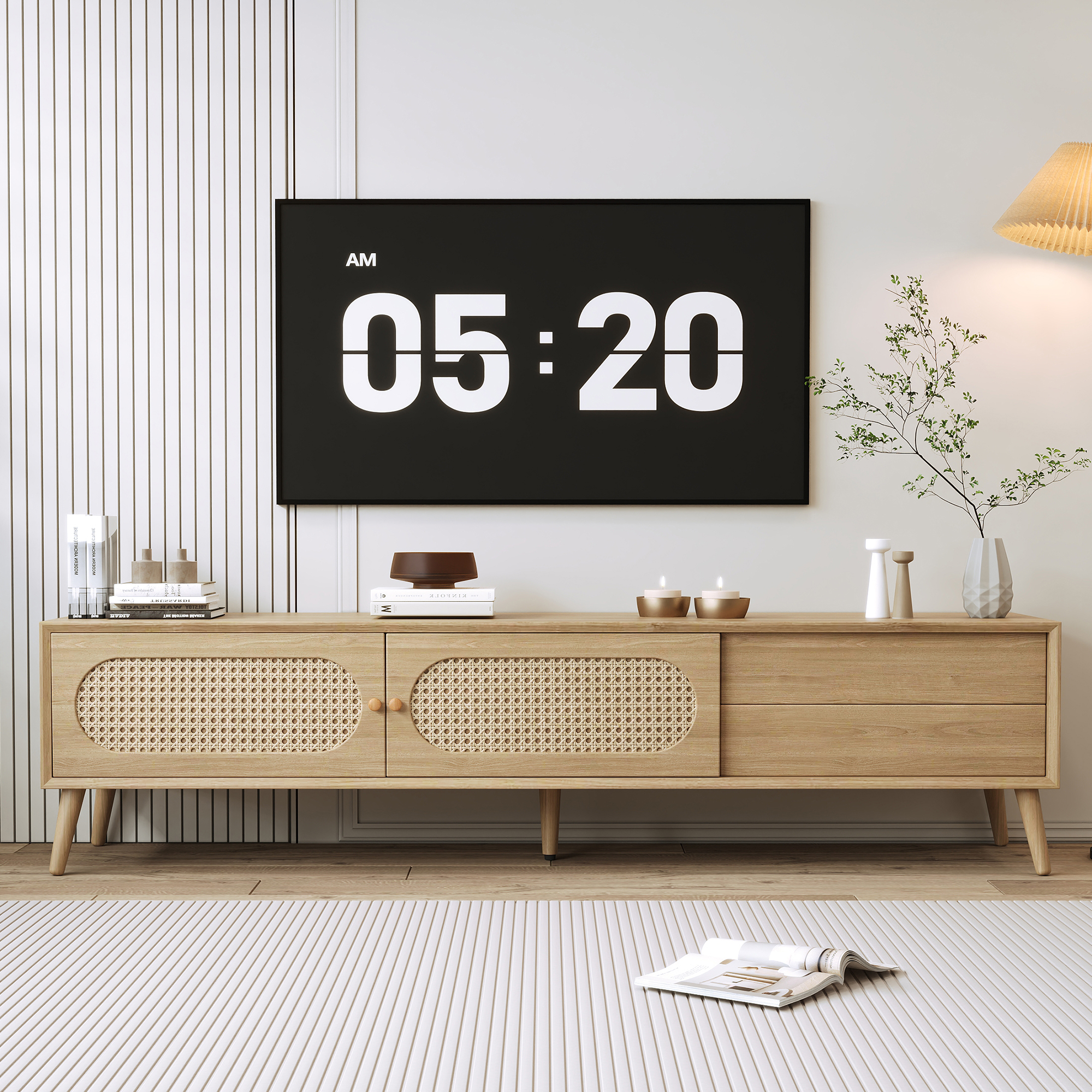 Meuble TV Boho jusqu'à 80 po, console médias fermier