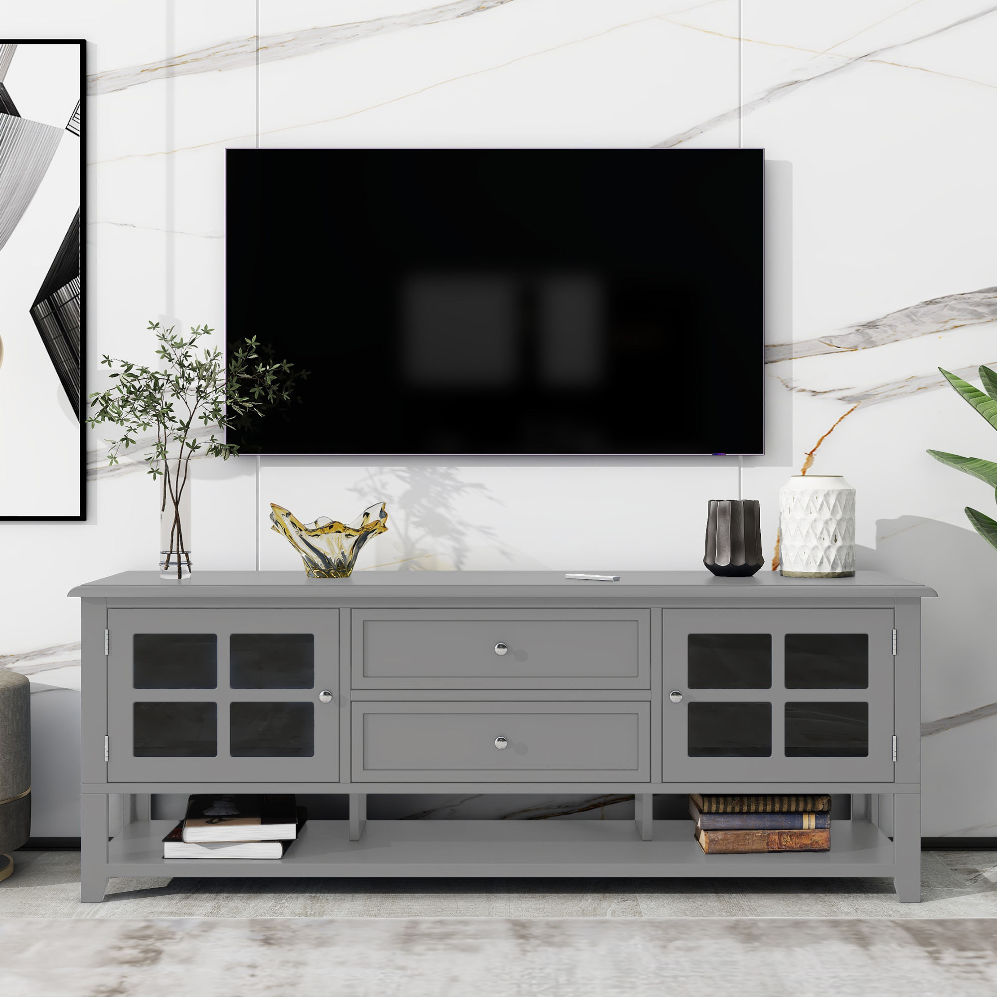 Meuble TV jusqu'à 60po design moderne, noir