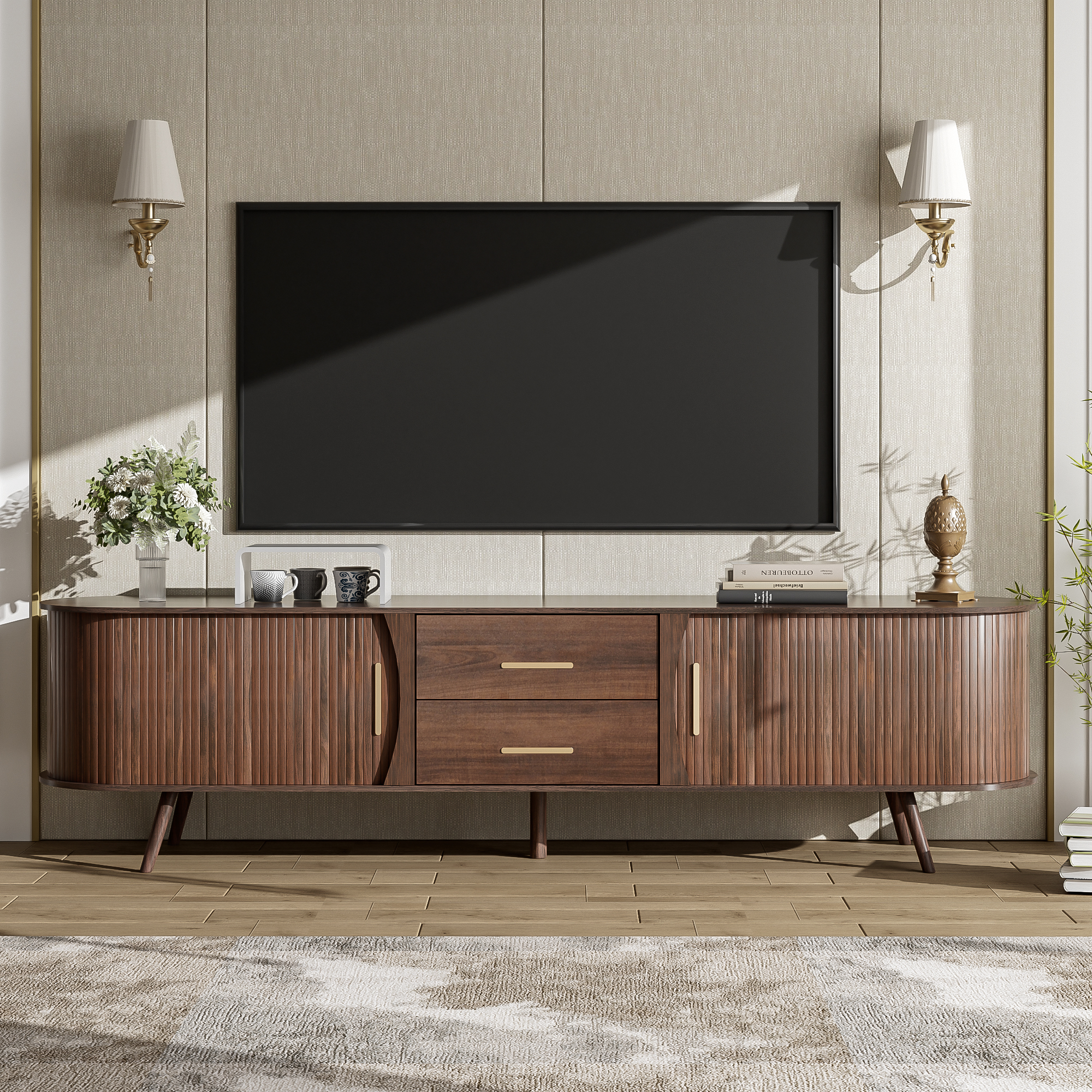 Meuble TV mi-siècle moderne 80'', Centre divertissement