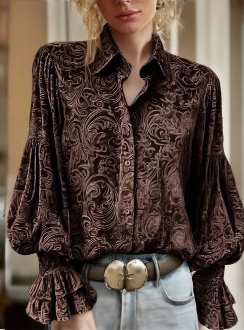 Chemise imprimé floral col montant